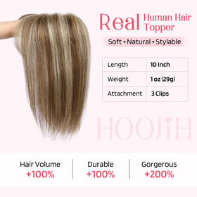 HOOJIH Hair Topper real human hair texture offers natural movement and shine