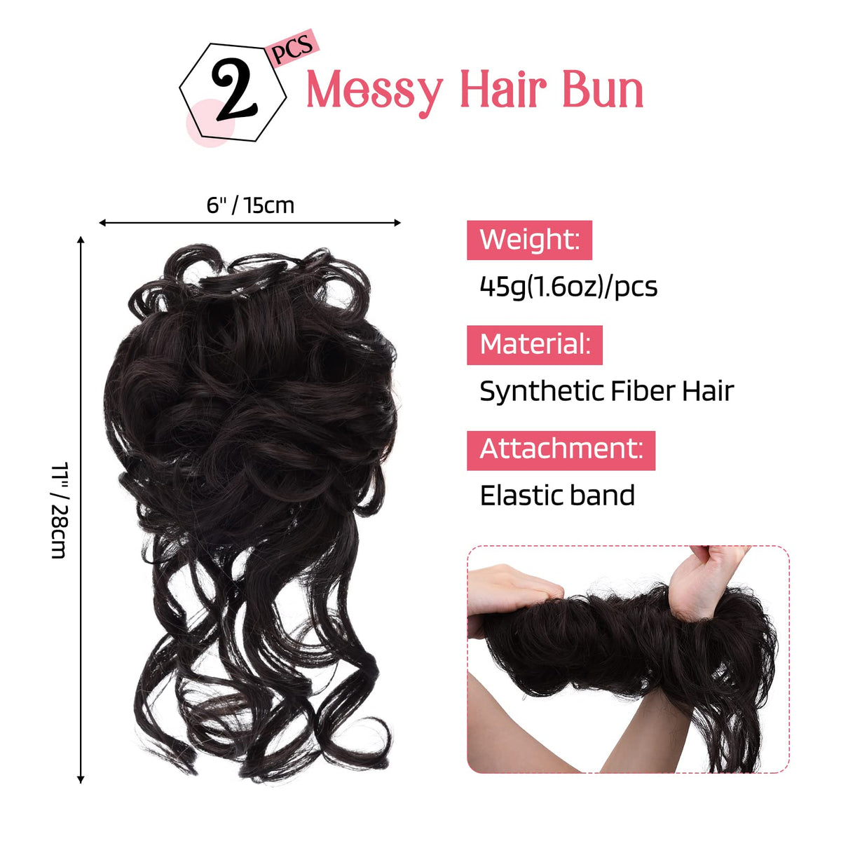HOOJIH two buns in use for versatile everyday styling