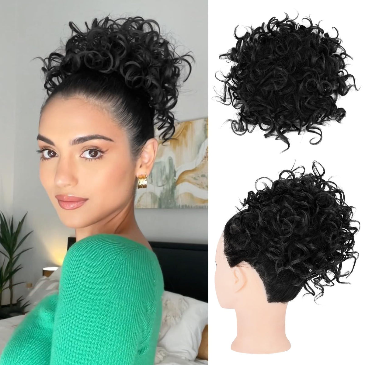 HOOJIH messy hair bun with elastic drawstring for quick, secure everyday styling.