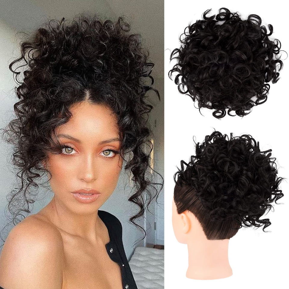 HOOJIH messy-hair-bun close-up shows soft texture and natural look for daily wear.