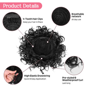 HOOJIH secure-fit with four invisible combs and a drawstring keeps bun in place all day.