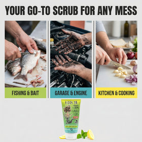 HookYa hand scrub texture removing fish odor and grime on hands.