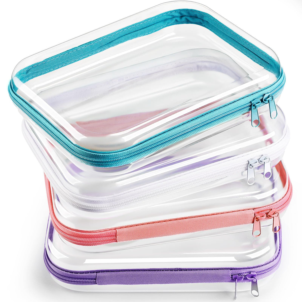 Hoolerry 4pc hard clear zipper case set with transparent panels