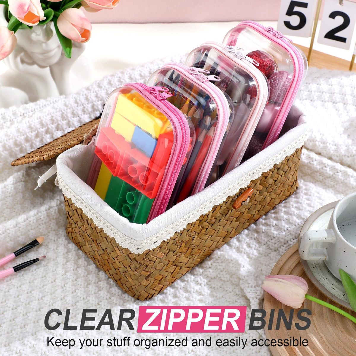Hoolerry cosmetic organizer in pink, perfect for toiletries and small items.