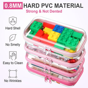 Hoolerry translucent storage box with pink zipper for versatile organization.