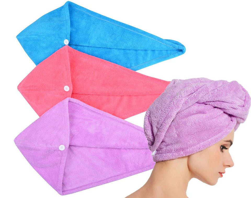 HOPESHINE Hair Towel Twist blue pack dries hair quickly and minimizes friction.