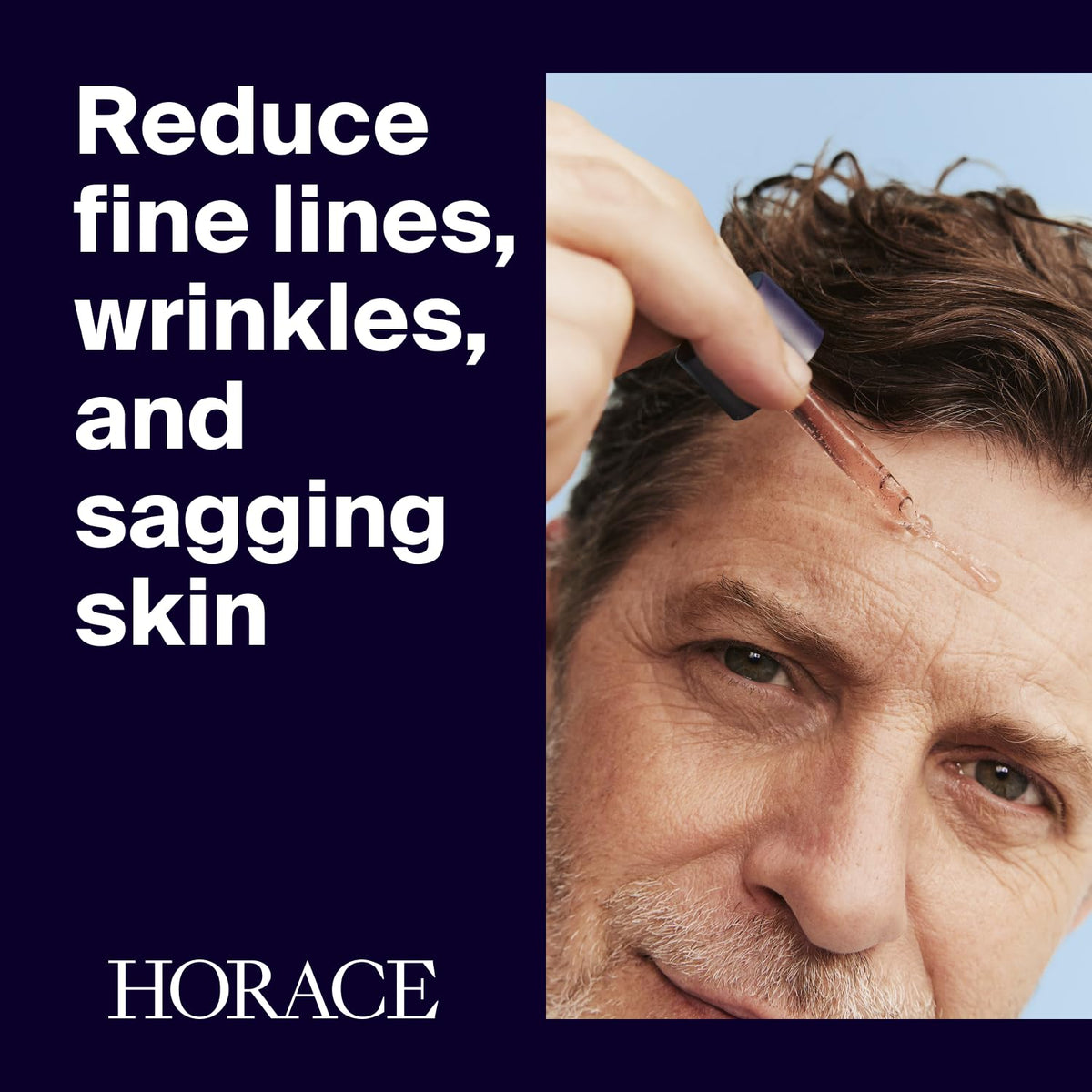 HORACE serum texture close-up shows a smooth, lightweight formula for quick absorption.