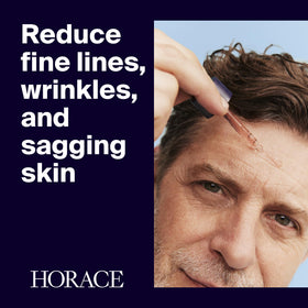 HORACE serum texture close-up shows a smooth, lightweight formula for quick absorption.