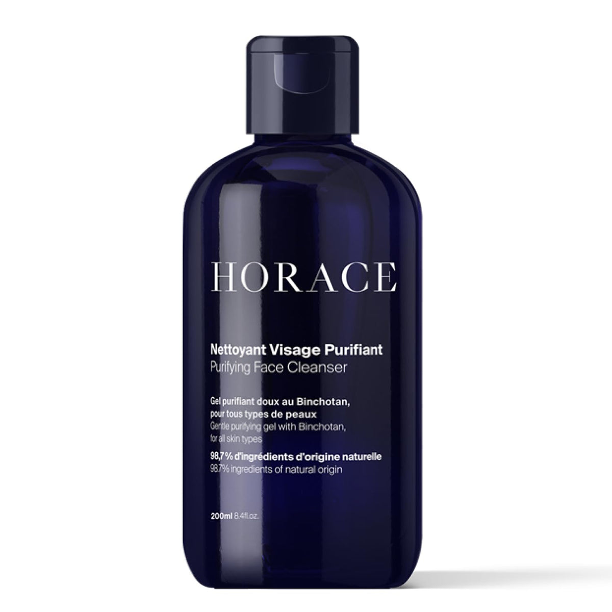 HORACE Face Cleanser bottle showing unscented formula for sensitive and all skin types.