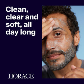 HORACE Face Cleanser foaming lather ready for morning and evening cleanse.