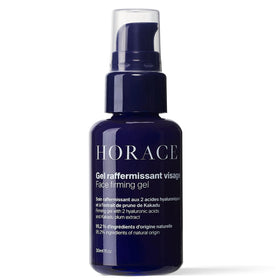 Horace Face Firming Gel bottle on a bathroom shelf, lightweight hydration for daily use