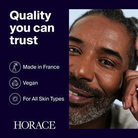 HORACE ingredients feature red algae and mica for a soft radiant glow