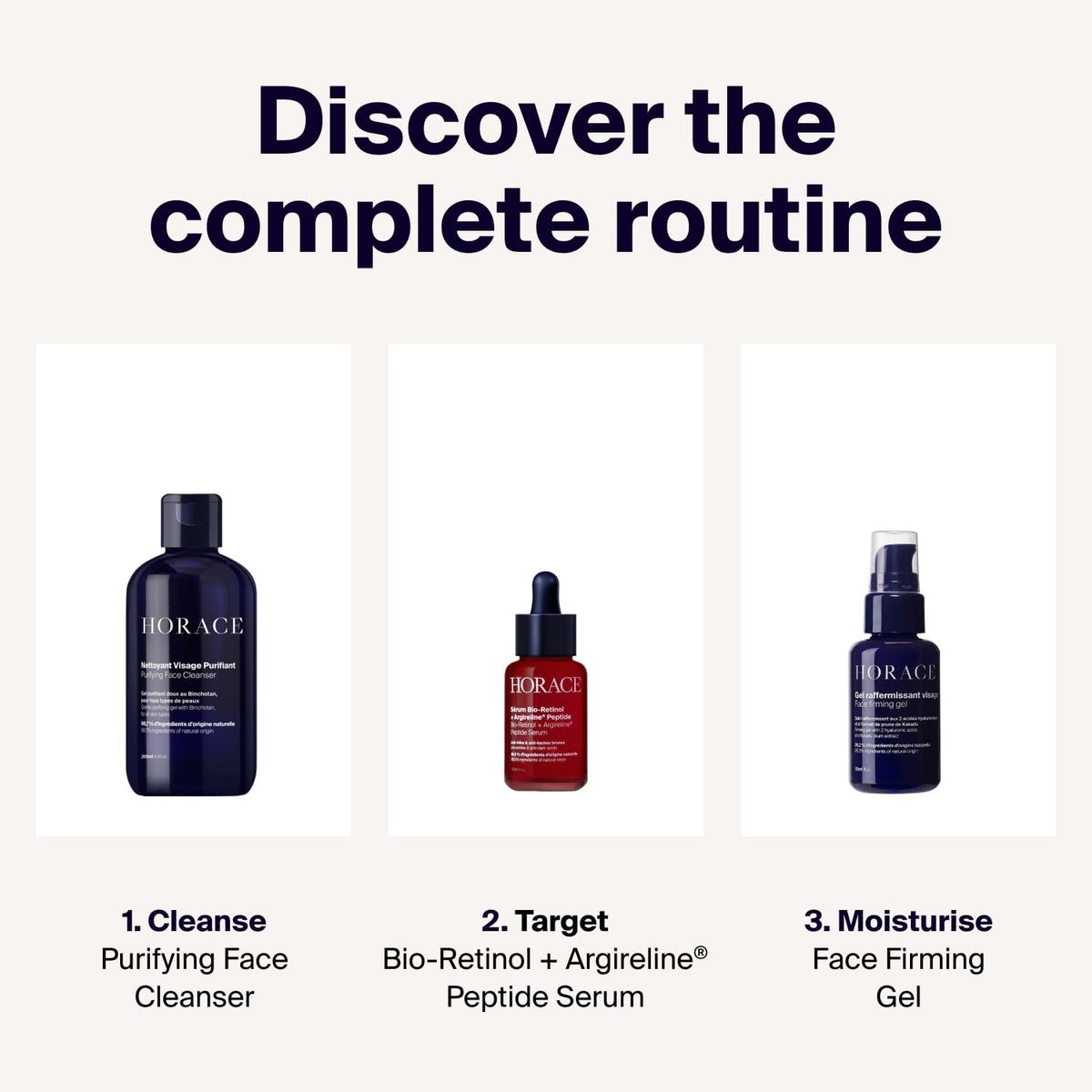 Horace Face Firming Gel close-up highlighting hyaluronic acids and peptides