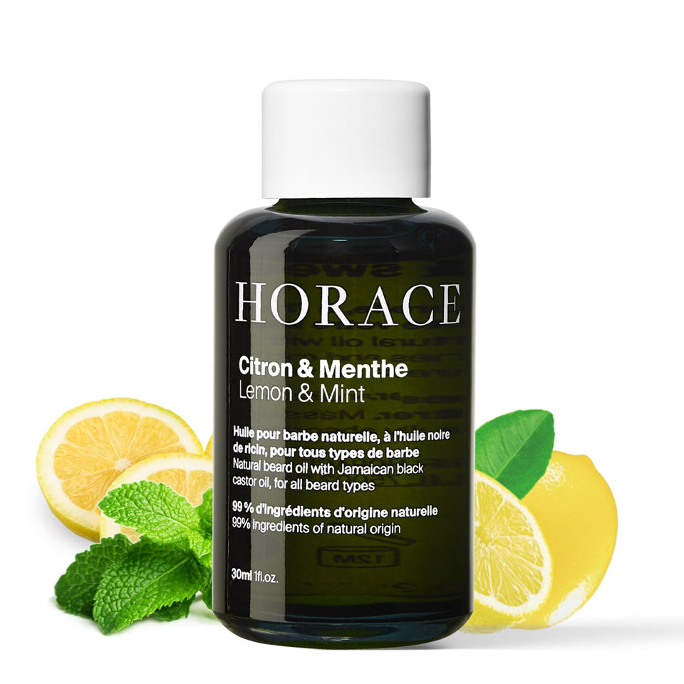 HORACE Lemon & Mint Beard Oil bottle for daily conditioning