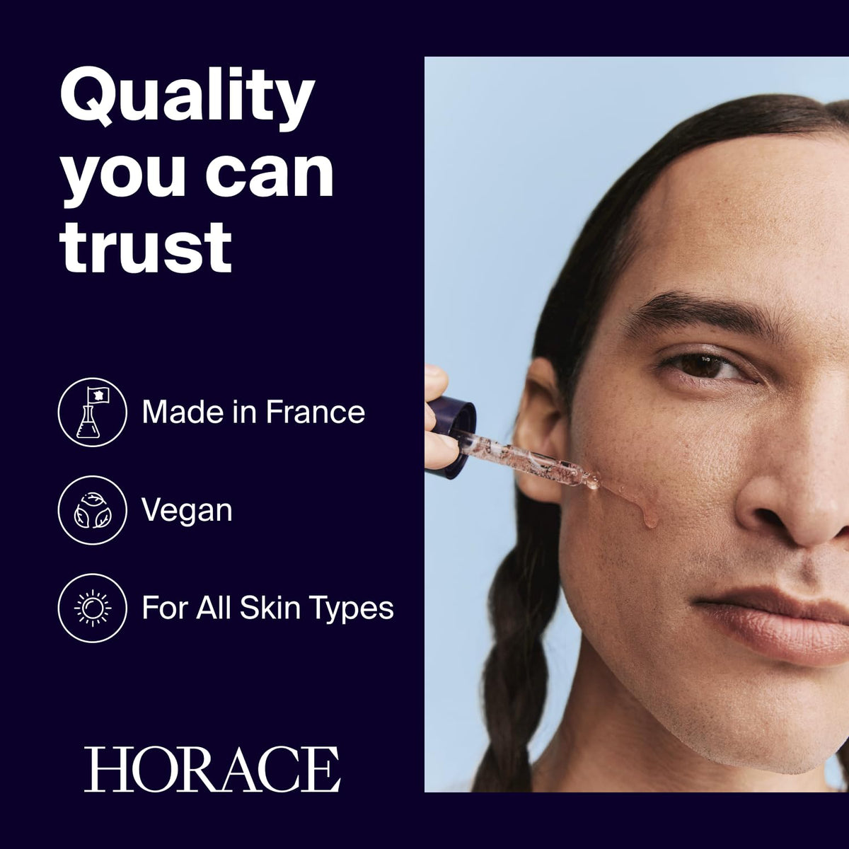 HORACE morning routine shot with serum for a refreshed daytime glow.