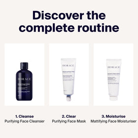 HORACE Purifying Face Mask on skin after use with calm, even tone.