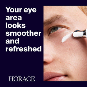 HORACE metal applicator cools the eye area for instant decongestion