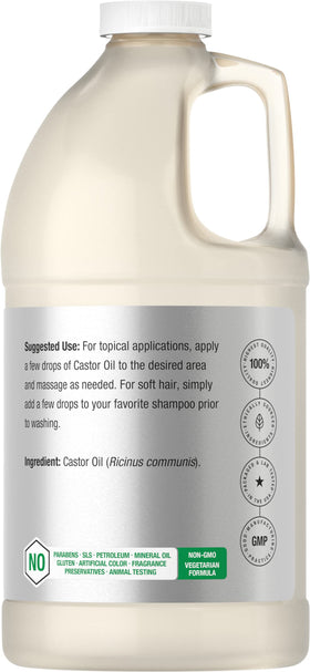Horbaach Castor Oil 64oz bottle pour for hair and lash care.