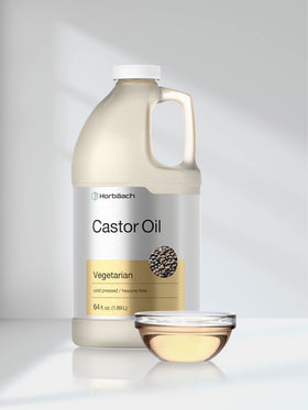 Horbaach Castor Oil packaging image showing large 64oz container.