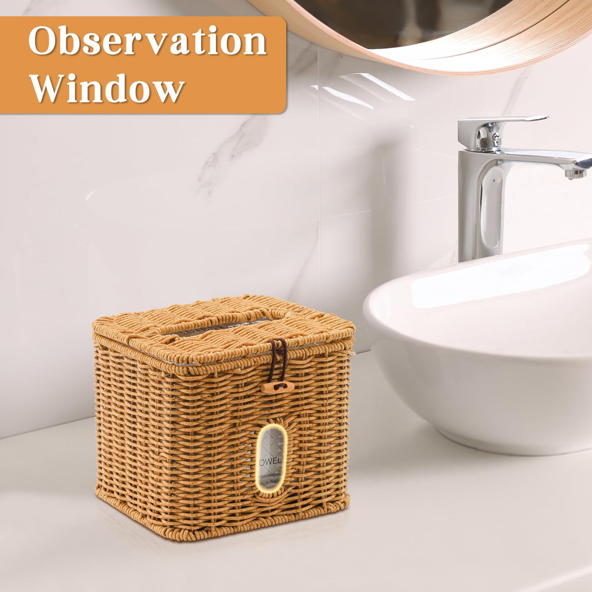 Hordely rattan disposable towel box shows handwoven texture and durability.