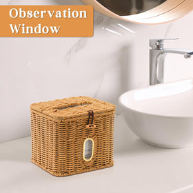 Hordely rattan disposable towel box shows handwoven texture and durability.