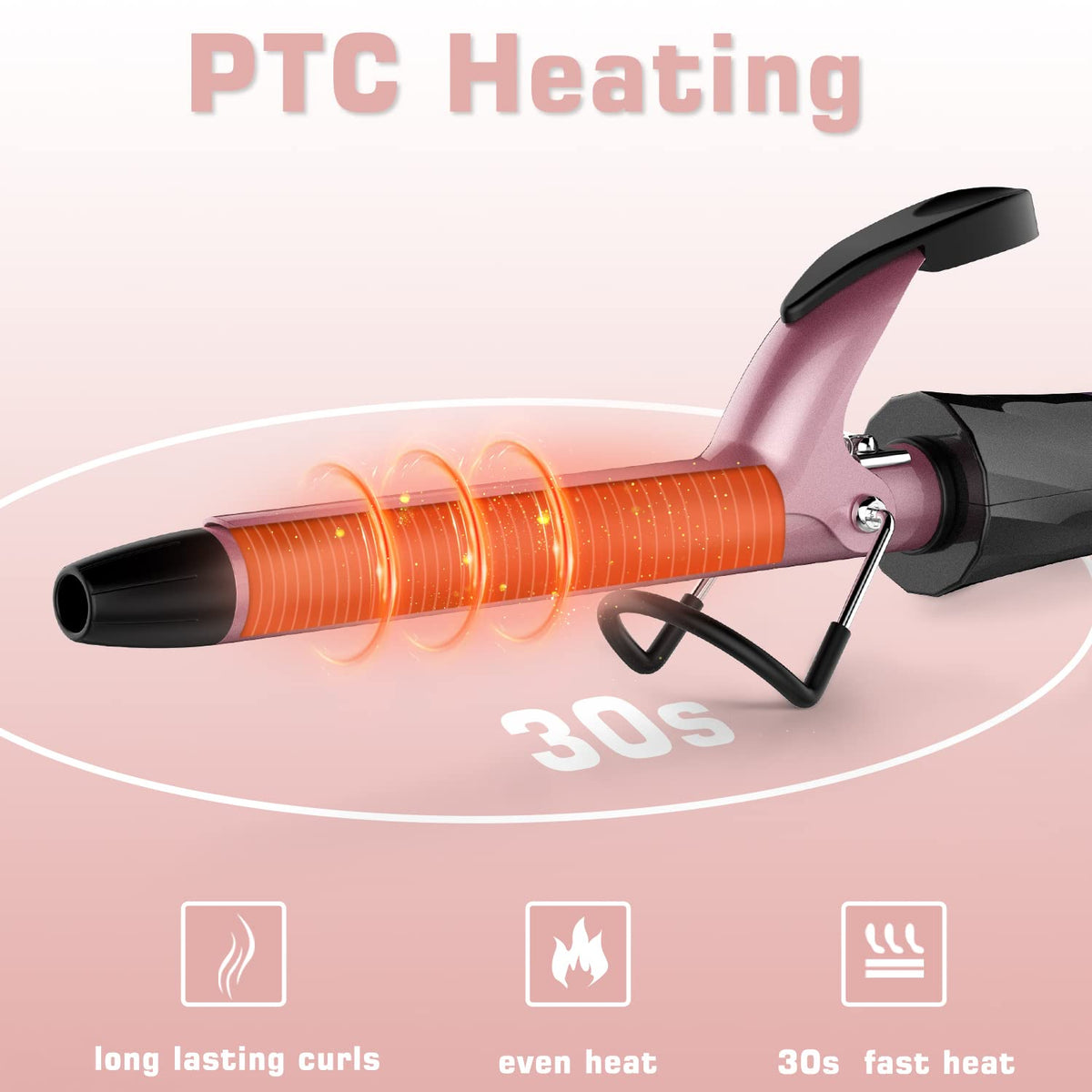 Hoson LCD display shows real-time temperature for precise curl control.
