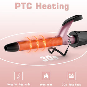 Hoson LCD display shows real-time temperature for precise curl control.