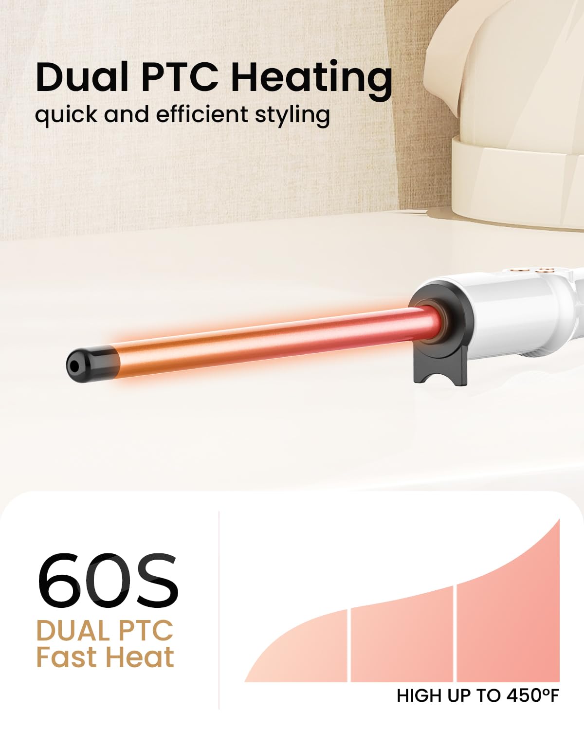 Hoson curling iron heats up in 60 seconds for efficient styling