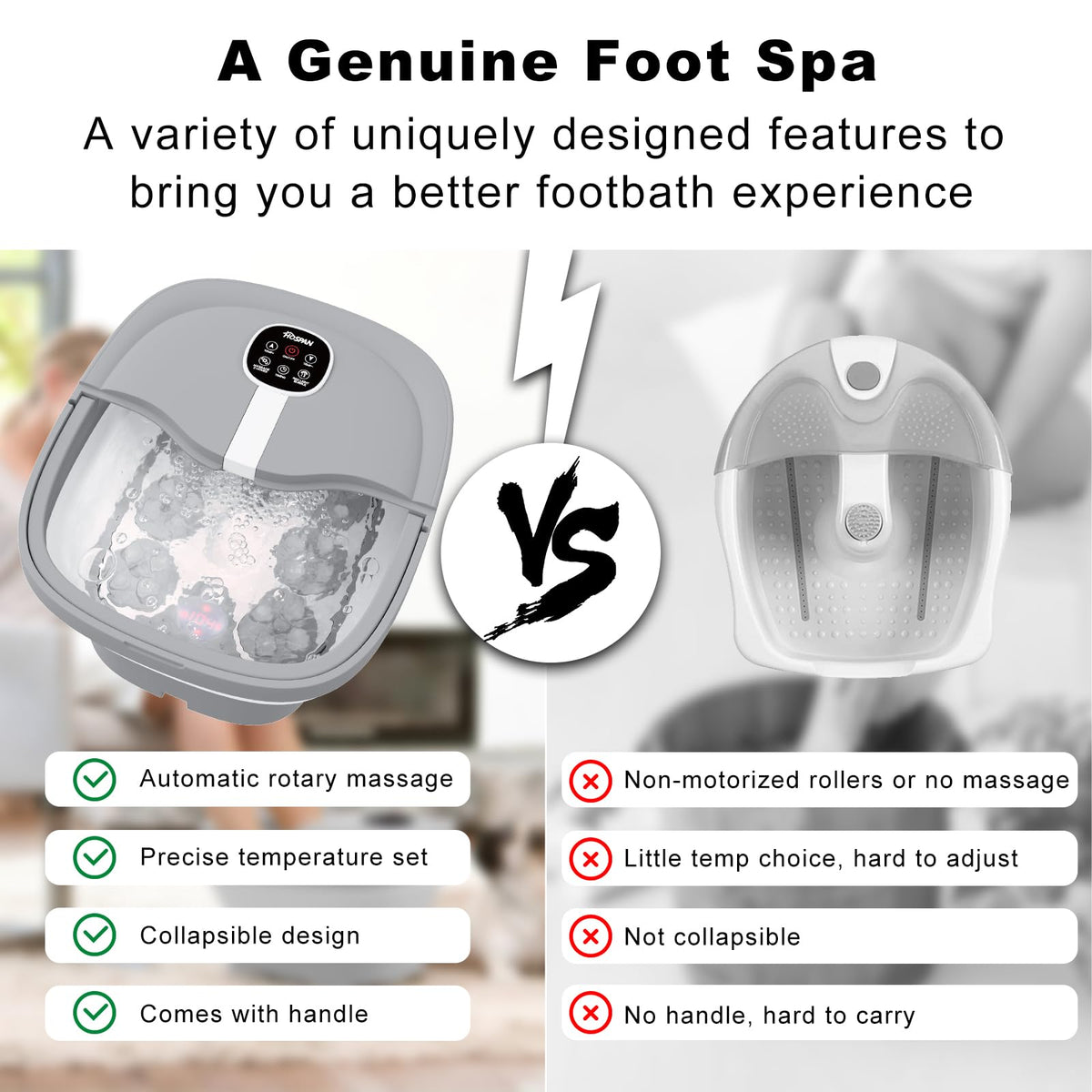 HOSPAN foot bath with heat and bubbles for soothing home use.