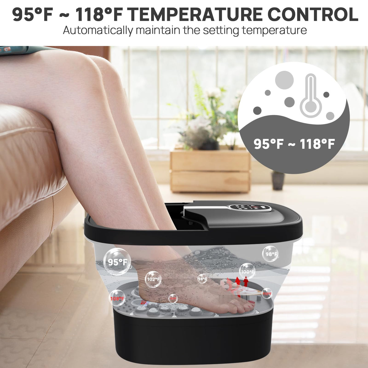 HOSPAN FS02A bubble action — soothing oxygen bubbles for foot relaxation.