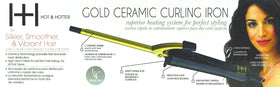 HOT Gold Ceramic Curling Iron indicator light signals heat readiness.