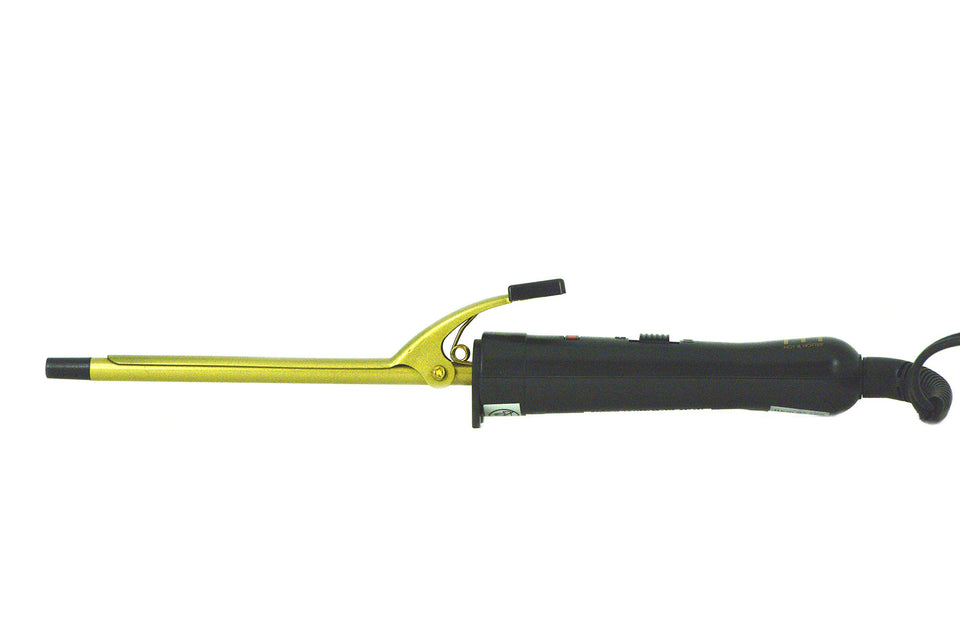 HOT Gold Ceramic Curling Iron with a quarter-inch barrel for precise, defined curls.