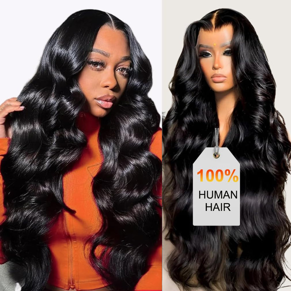 Hot Star 13x6 body wave lace front wig with natural hairline.