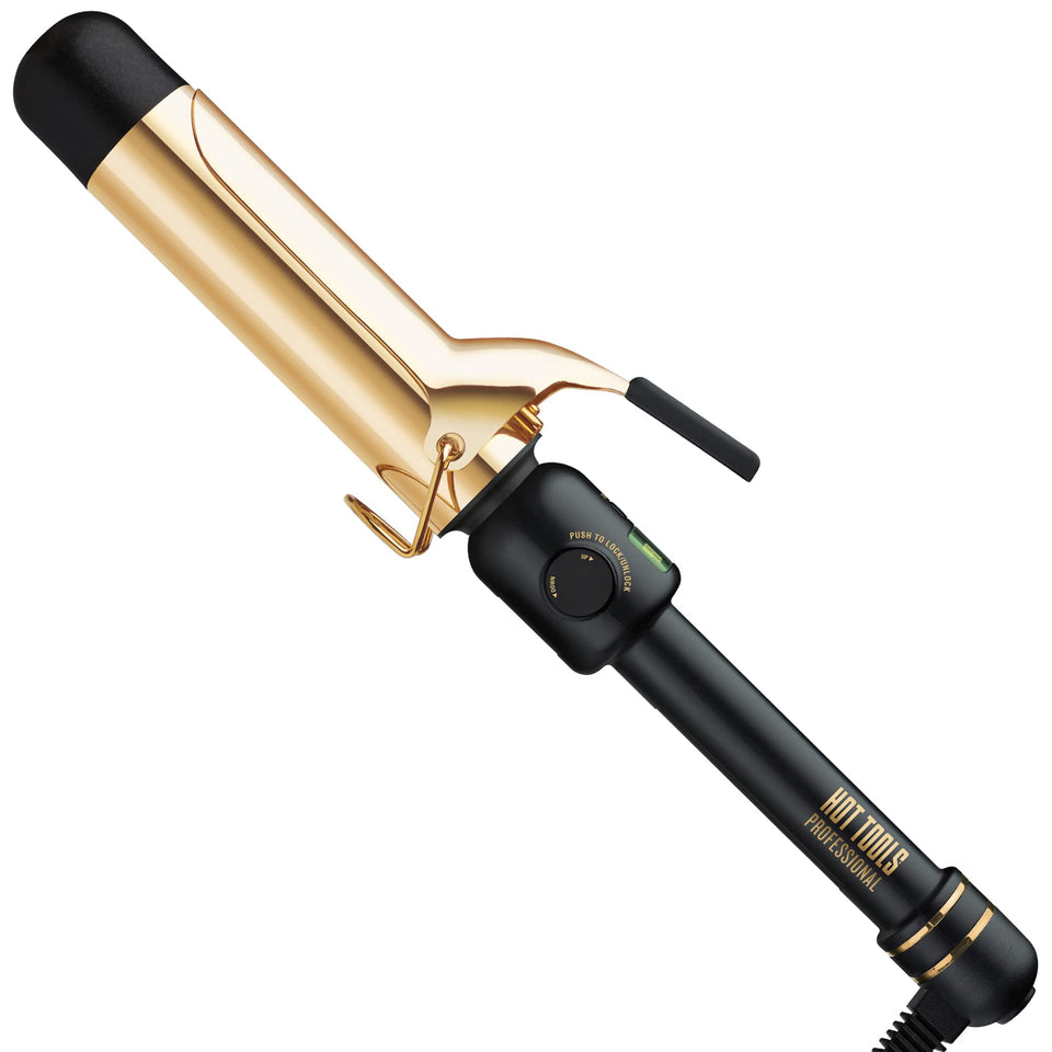 HOT TOOLS 24K Gold digital curling iron delivers even heat for lasting curls.
