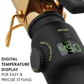 Hot Tools 24K Gold digital curling iron — 8ft swivel cord enables easy maneuvering.