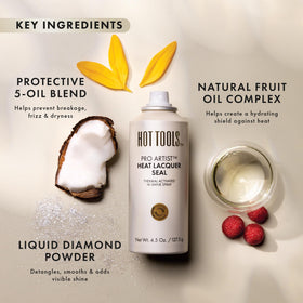 Hair with HOT TOOLS Heat Protectant delivering lacquered shine