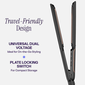Hot Tools plate locking switch keeps plates securely closed for travel and storage