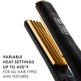Hot Tools Pro Artist 24K Gold Crimping Iron heat dial close-up showing control