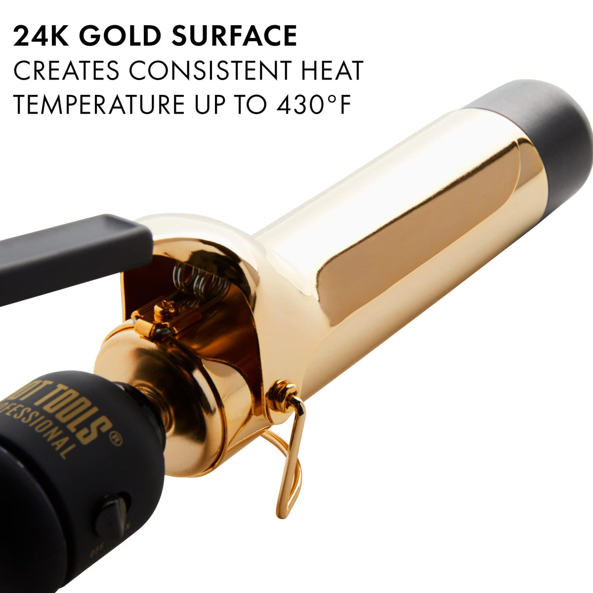 HOT TOOLS Pro Artist 24K Gold Curling Iron indicator light shows mode status during styling