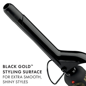 HOT TOOLS Pro Artist Black Gold Curling Iron features a soft touch handle for comfortable grip.