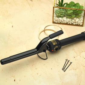 HOT TOOLS Pro Artist Black Gold Curling Iron titanium barrel provides durability and smoother glide.