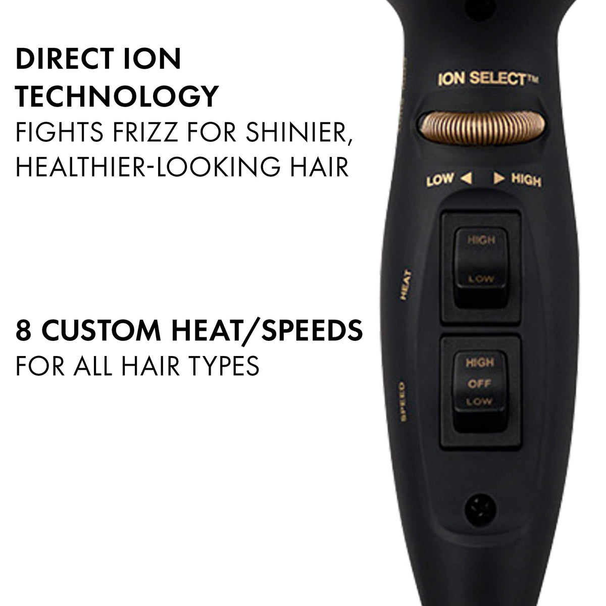 Hot Tools Pro Artist Black Gold dryer concentrator attachment close-up for precise styling.