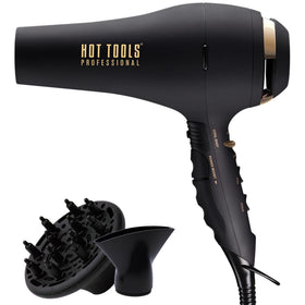 Hot Tools Pro Artist Black Gold dryer front view for fast drying and salon-quality results.
