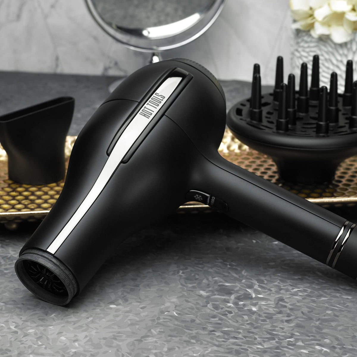Ergonomic handle design for comfortable, extended styling sessions.