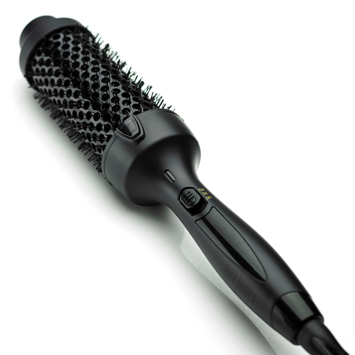 HOT TOOLS Pro Artist Black Gold Hot Styler ion-technology-toggle demonstrates anti-frizz option.