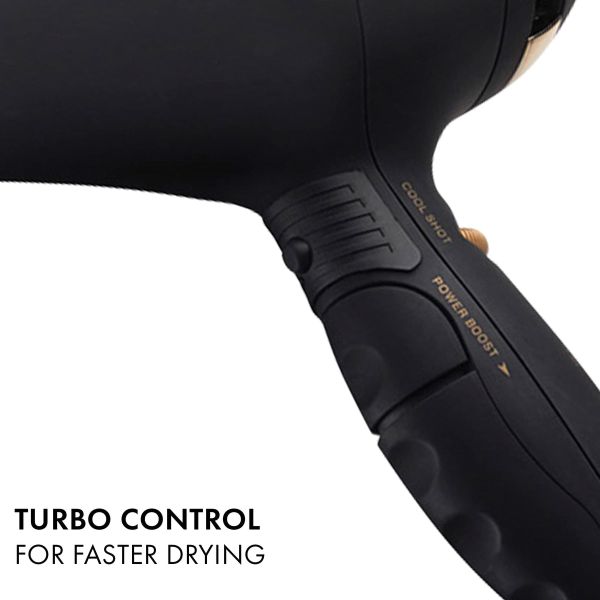 Hot Tools Pro Artist Black Gold ionic technology close-up promotes frizz control and shine.