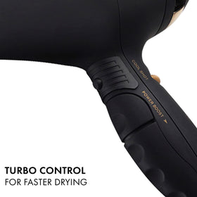 Hot Tools Pro Artist Black Gold ionic technology close-up promotes frizz control and shine.