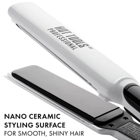 HOT TOOLS Pro Artist Nano Ceramic Straightener reaches 450°F for resilient styling on thick hair.