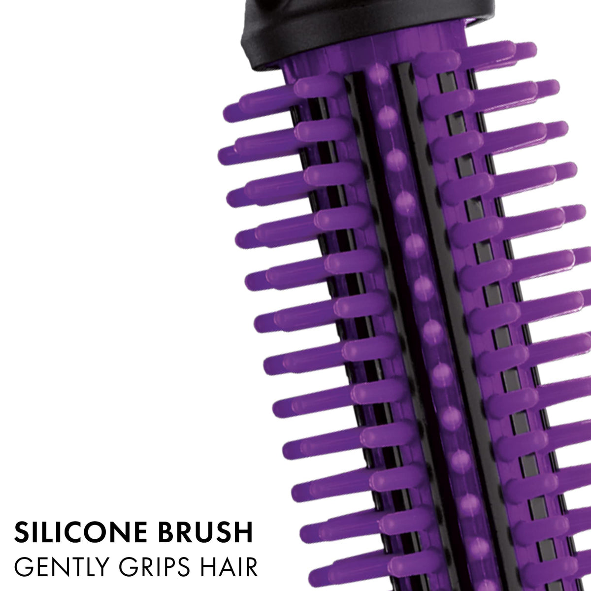 Hot Tools Pro Artist 1in closeup bristles — gentle grip for even curl formation.