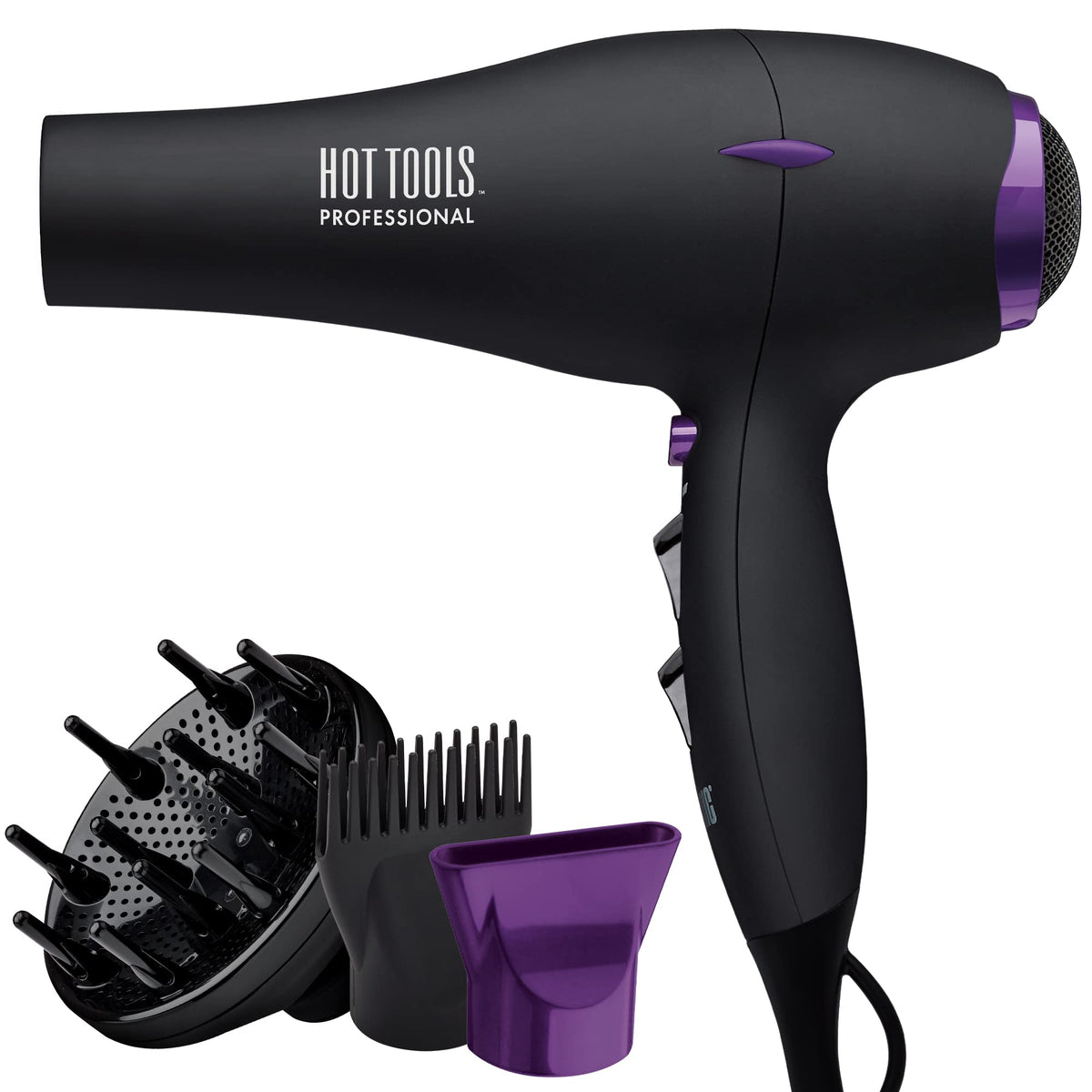 HOT TOOLS Pro Artist Tourmaline 2000 Turbo Hair Dryer front view for salon-quality blowouts